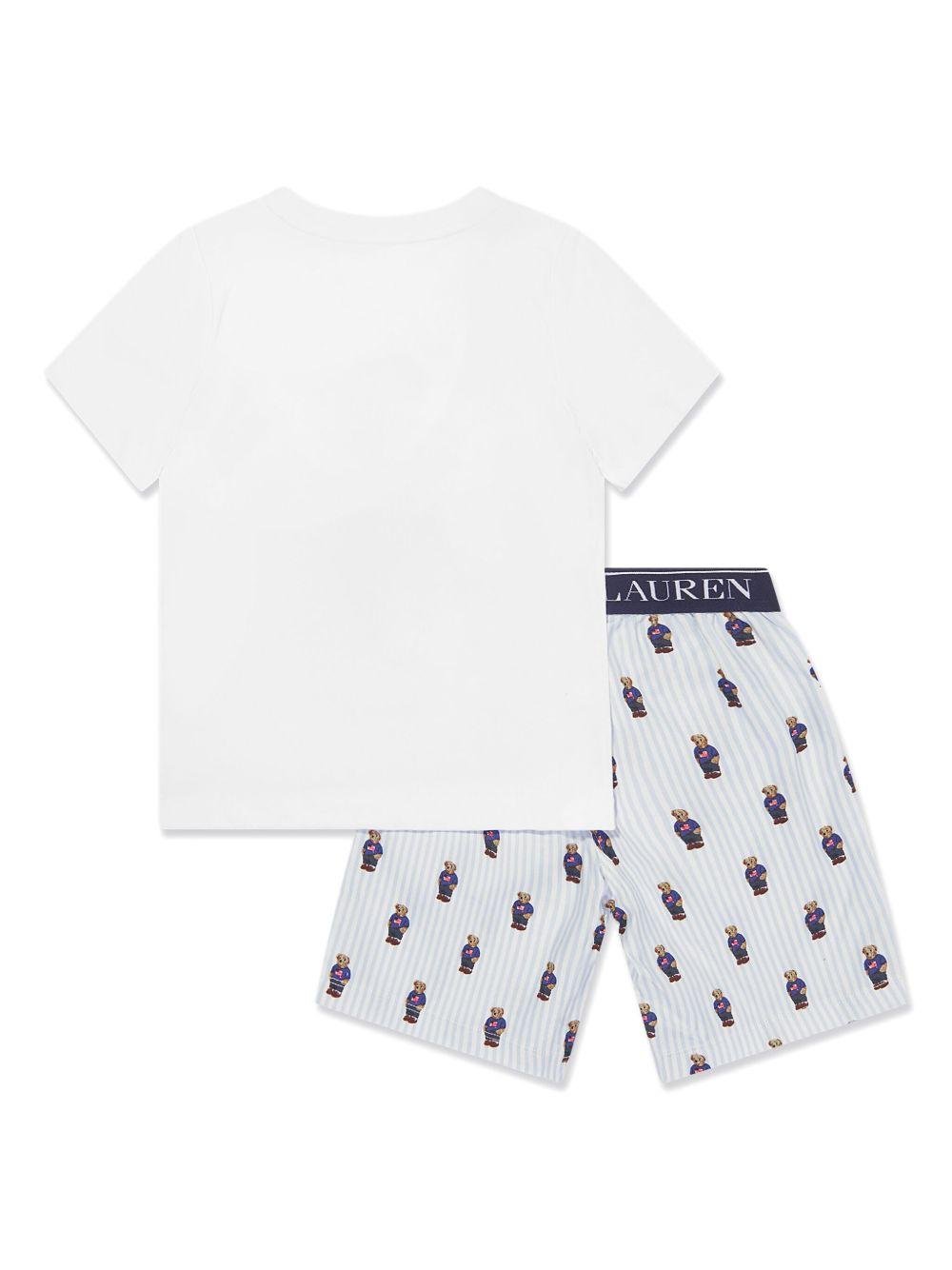 Pigiama per bambino Polo Ralph Lauren Kids bianco e azzurro con motivo Polo Bear - Rubino Kids