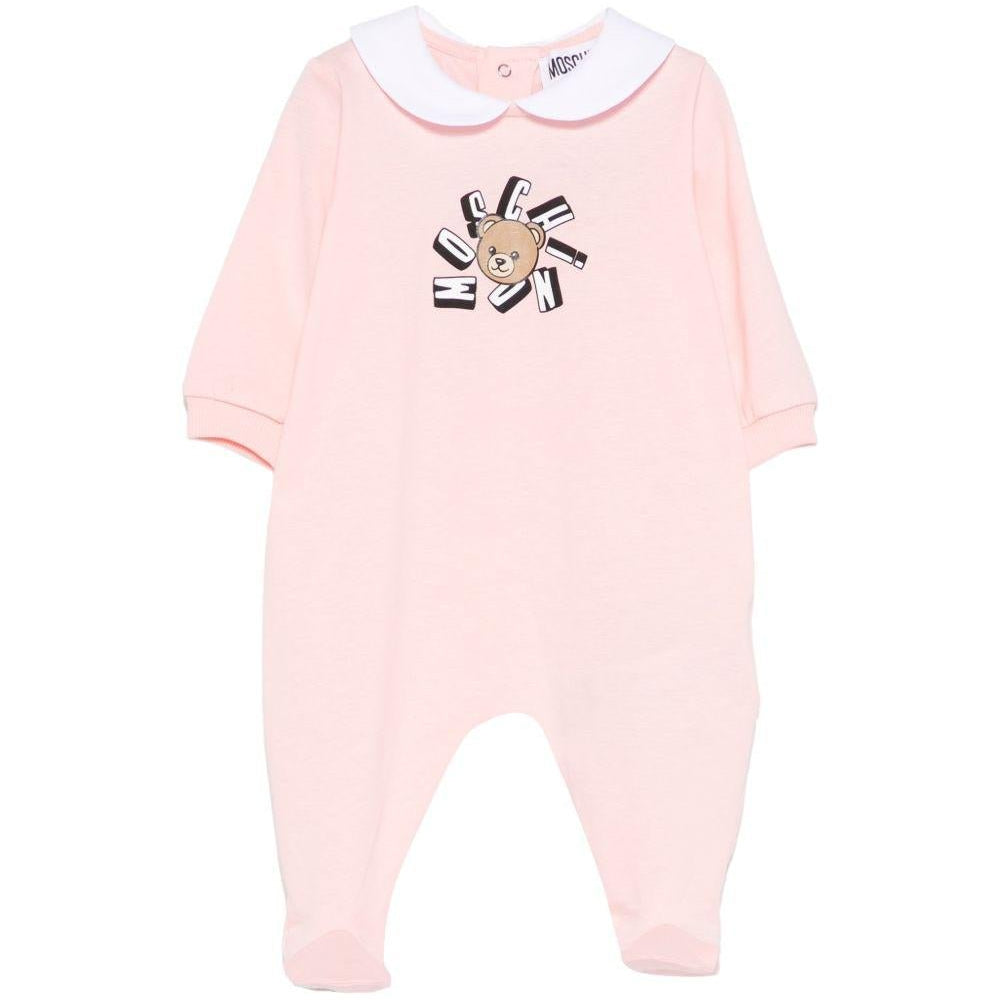 Pigiama per neonata Moschino Kids rosa con stampa grafica Teddy Bear - Rubino Kids