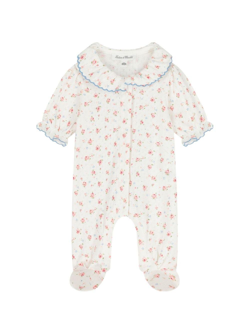 Pigiama per neonata Tartine Et Chocolat bianco a fiori - Rubino Kids