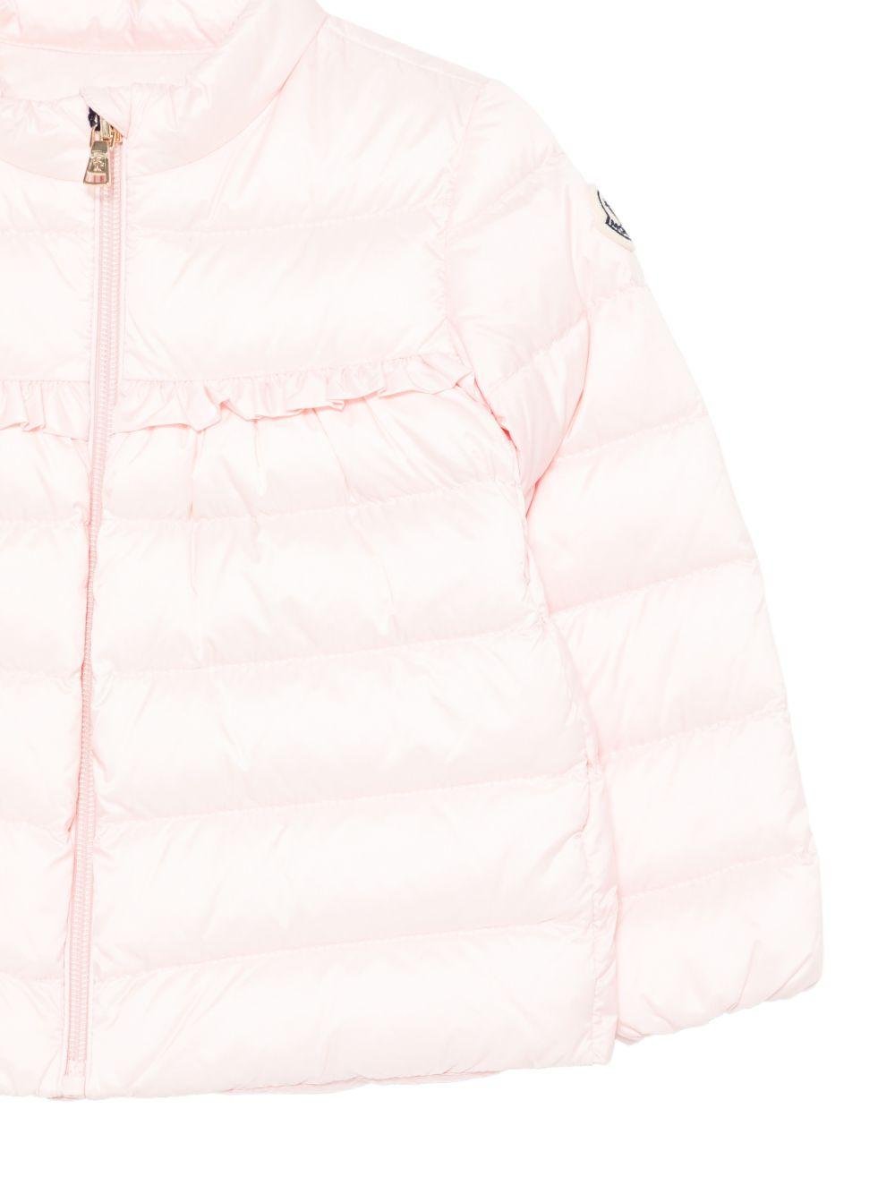 Piumino Nazife per neonata Moncler Enfant rosa con finiture con ruches - Rubino Kids
