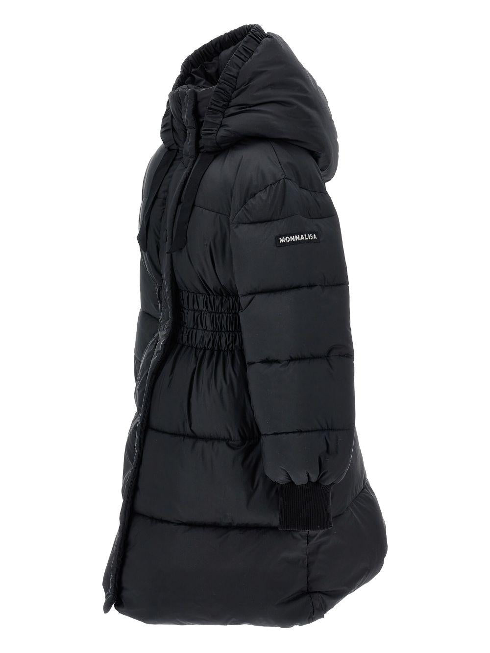 Piumino per bambina Monnalisa nero con cappuccio - Rubino Kids