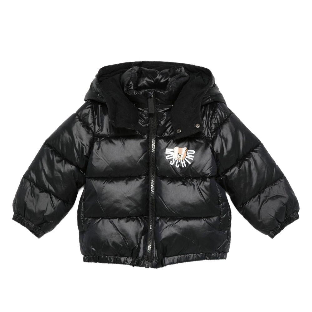 Piumino per neonati Moschino Kids nero con stampa con logo - Rubino Kids