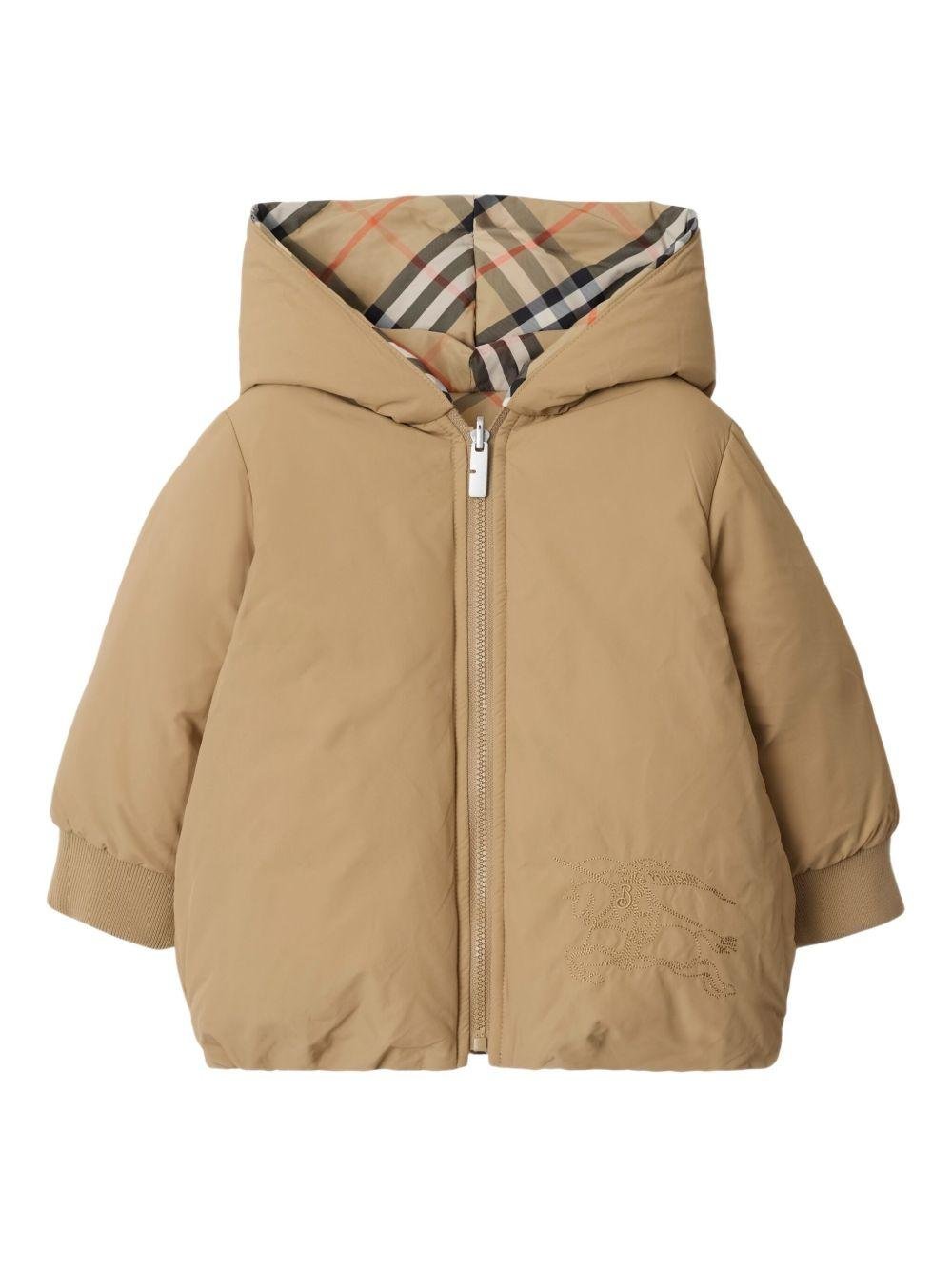 Piumino reversibile per neonato Burberry Kids marrone a quadri - Rubino Kids