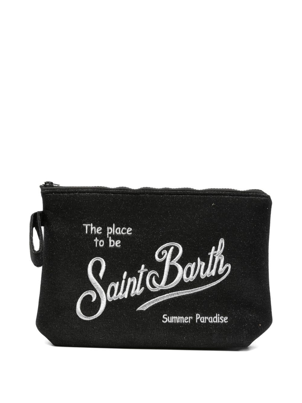 Pochette Aline MC2 Saint Barth nera con logo ricamato a contrasto - Rubino Kids