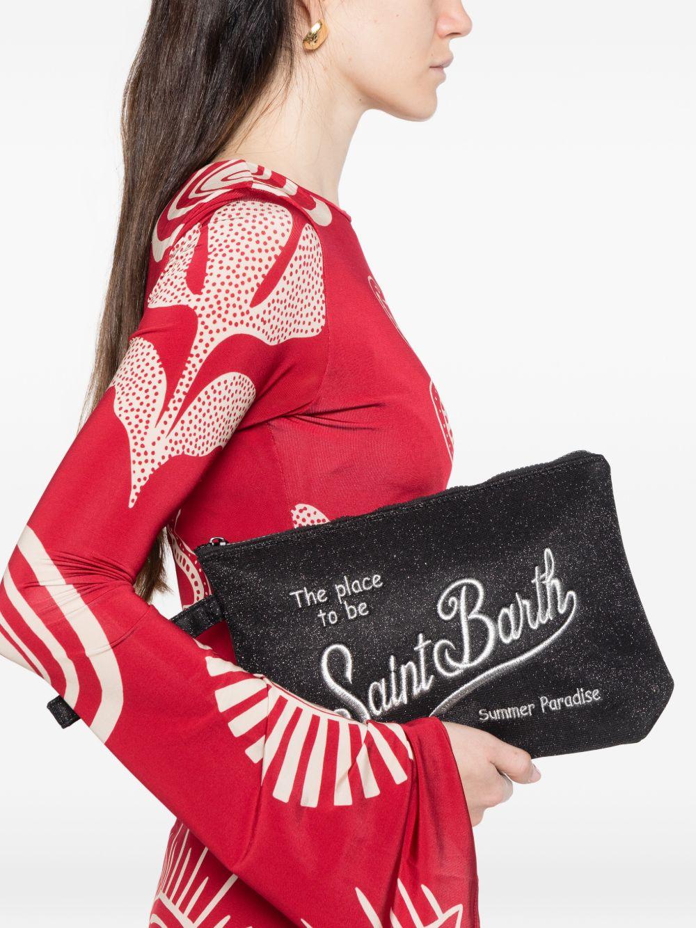 Pochette Aline MC2 Saint Barth nera con logo ricamato a contrasto - Rubino Kids