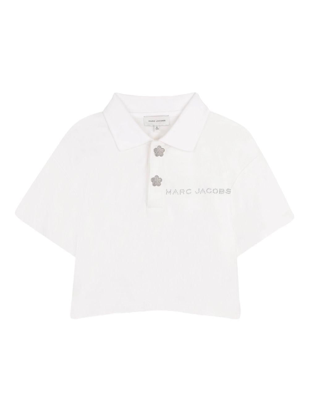 Polo per bambina The Marc Jacobs Kids bianca con decorazione - Rubino Kids