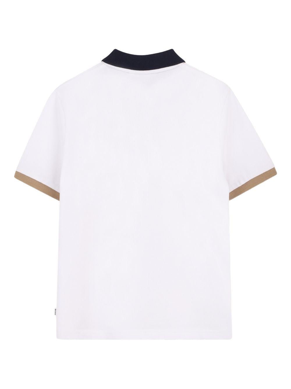 Polo per bambino Boss Kids bianca con bordo a contrasto - Rubino Kids