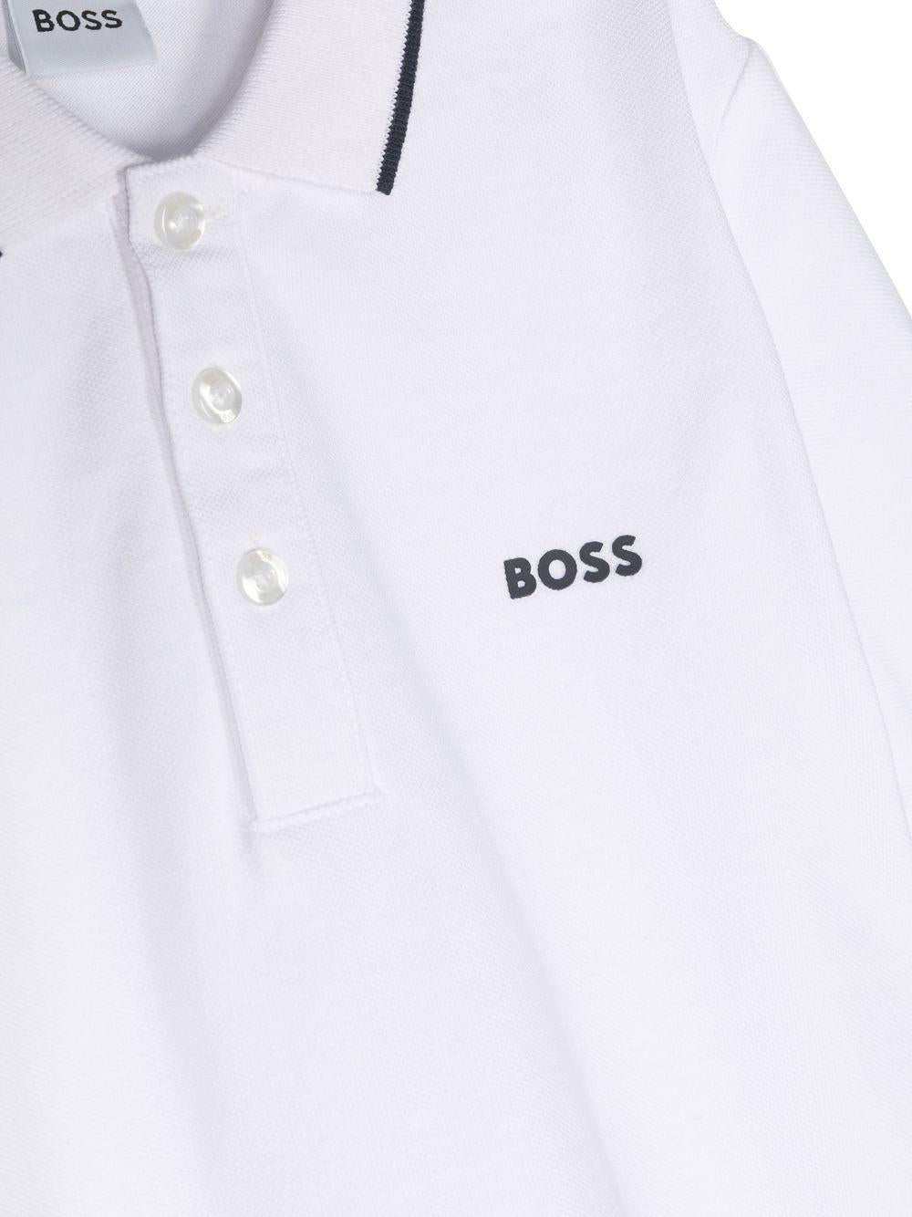 Polo per bambino Boss Kids bianca con stampa logo sul petto - Rubino Kids