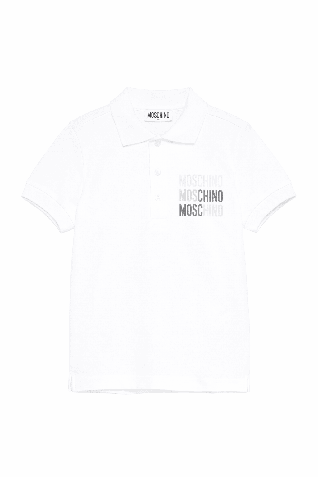 Polo per bambino Moschino Kids bianca con ricamo sul petto - Rubino Kids