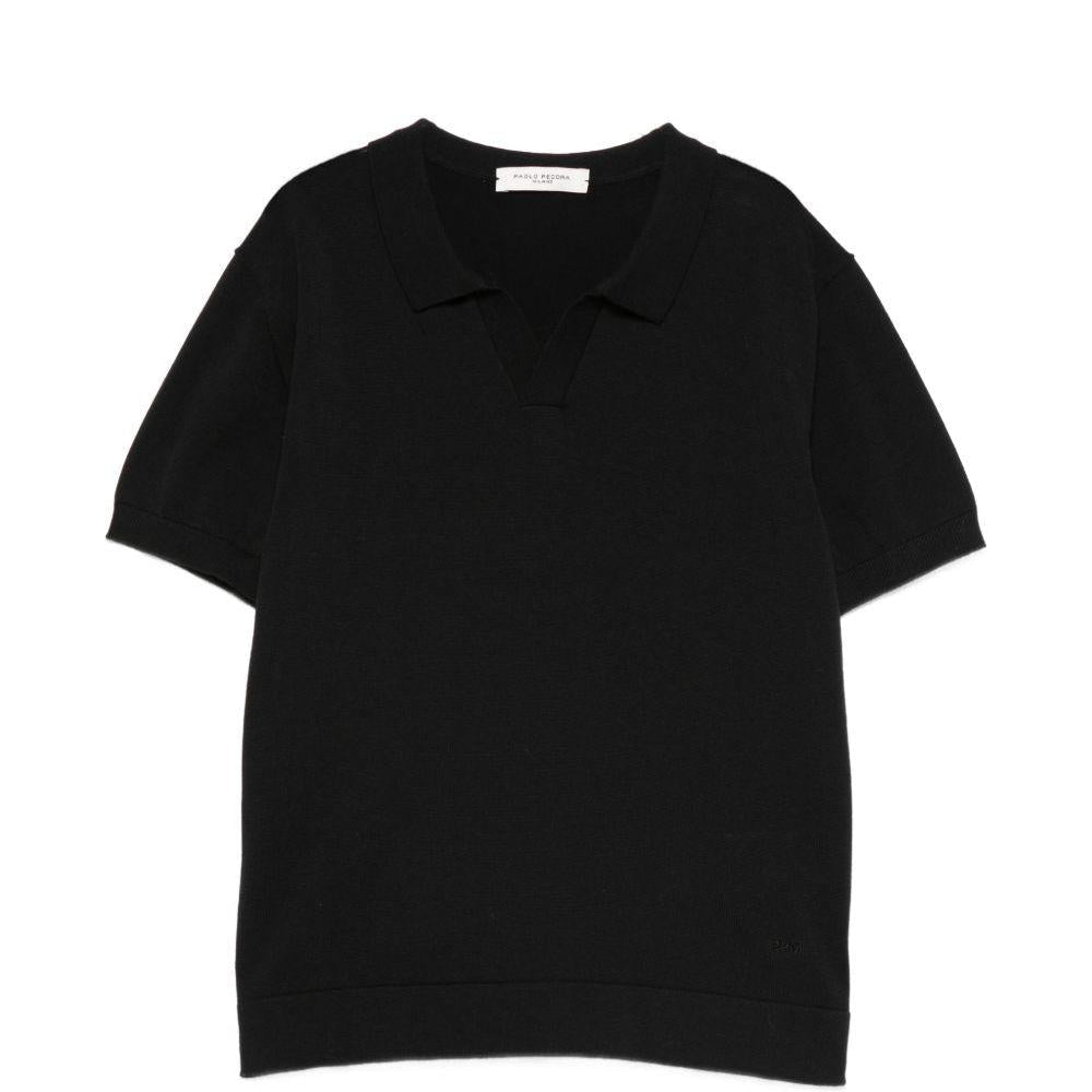 Polo per bambino Paolo Pecora Kids nera con scollo a V - Rubino Kids