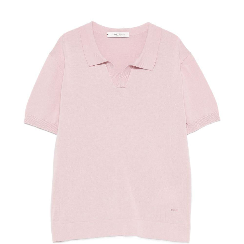 Polo per bambino Paolo Pecora Kids rosa con scollo a V - Rubino Kids