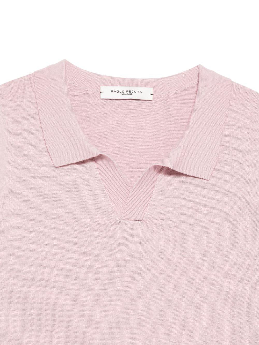 Polo per bambino Paolo Pecora Kids rosa con scollo a V - Rubino Kids