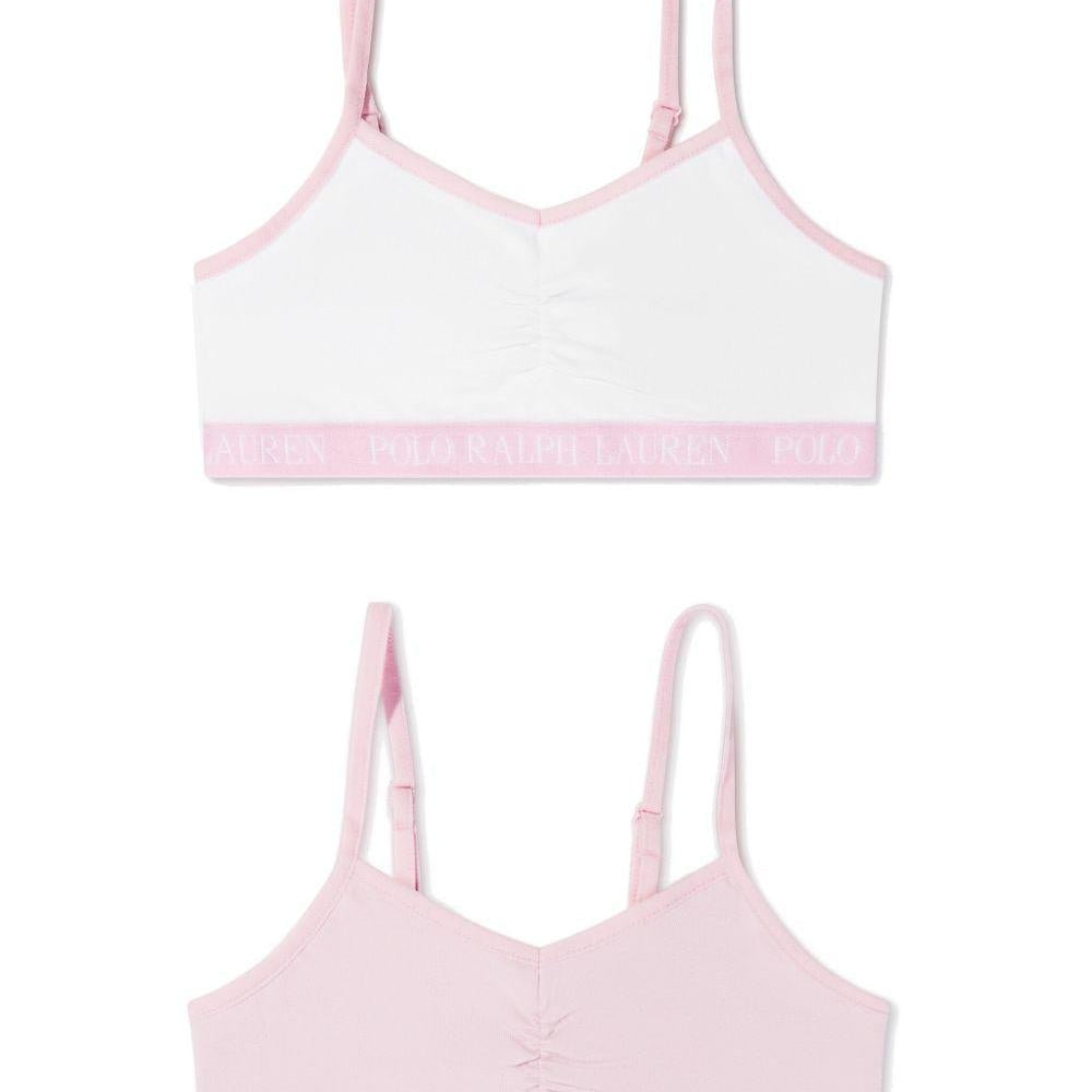 Reggiseno per bambina Polo Ralph Lauren Kids bianco e rosa con banda logo - Rubino Kids