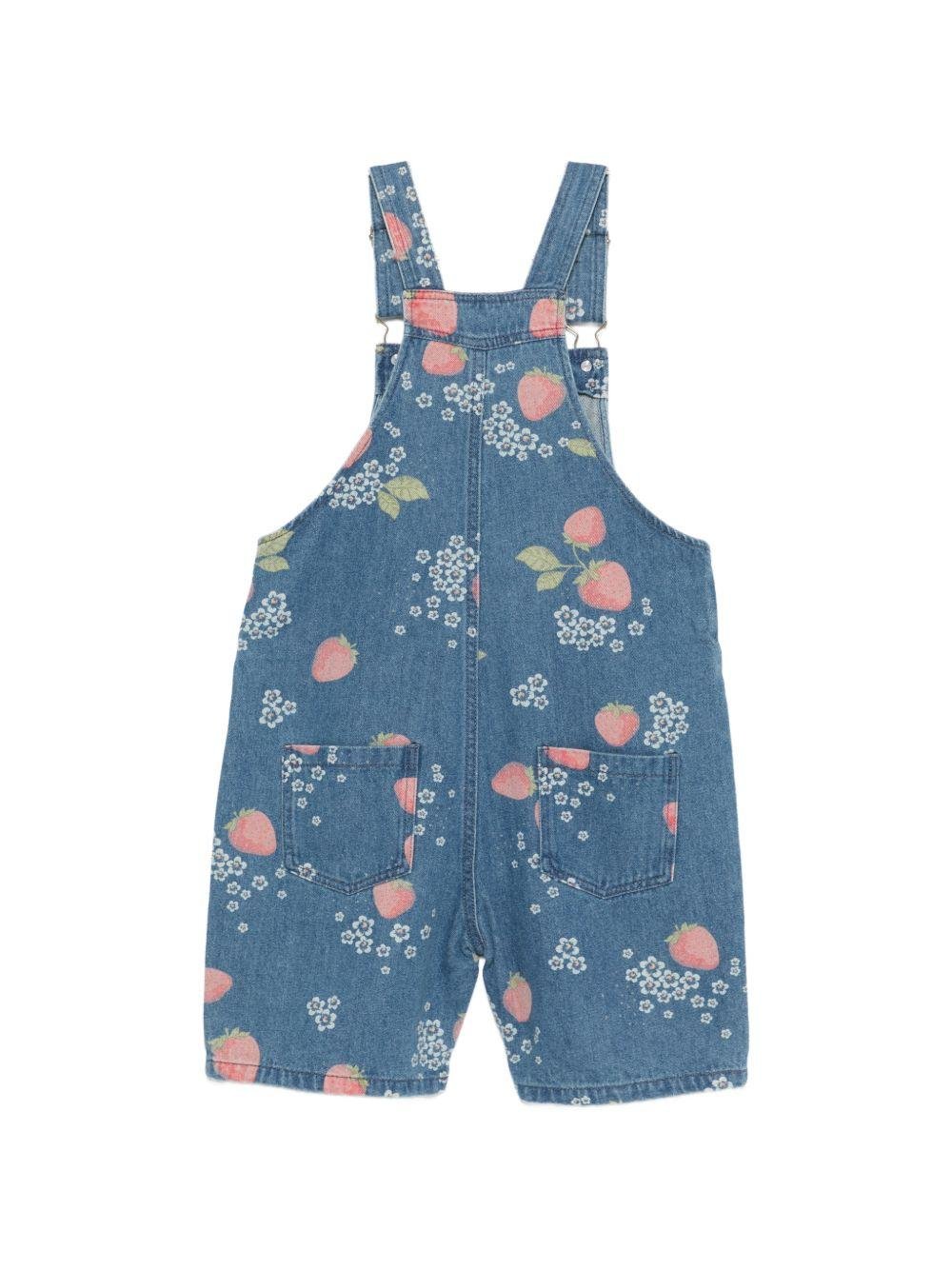 Salopette per bambina Konges Sløjd multicolore con motivo fragole all - over - Rubino Kids