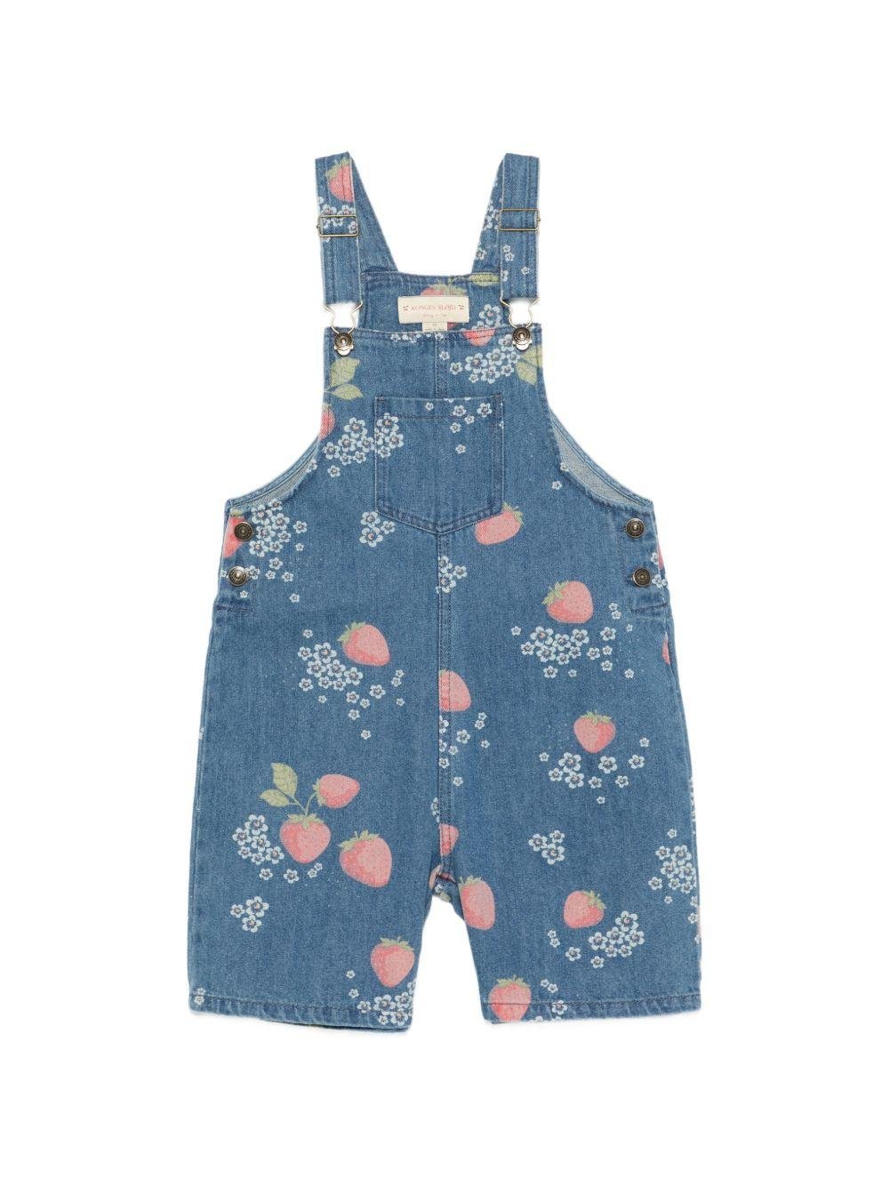 Salopette per bambina Konges Sløjd multicolore con motivo fragole all - over - Rubino Kids