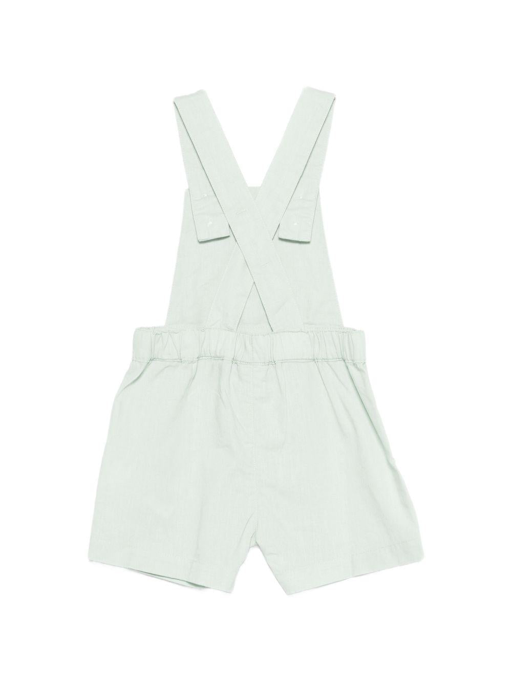 Salopette per neonati Petit Bateau verde con bretelle incrociate sul retro - Rubino Kids