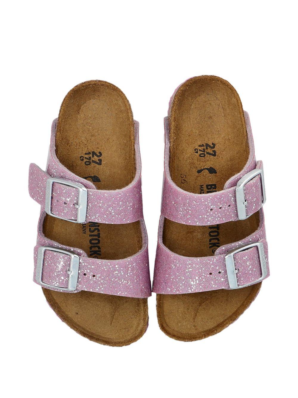 Sandali Arizona per bambina Birkenstock Kids rosa con decorazione con glitter - Rubino Kids