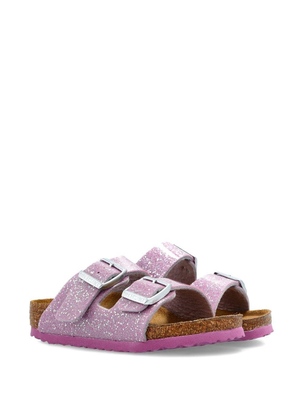 Sandali Arizona per bambina Birkenstock Kids rosa con decorazione con glitter - Rubino Kids