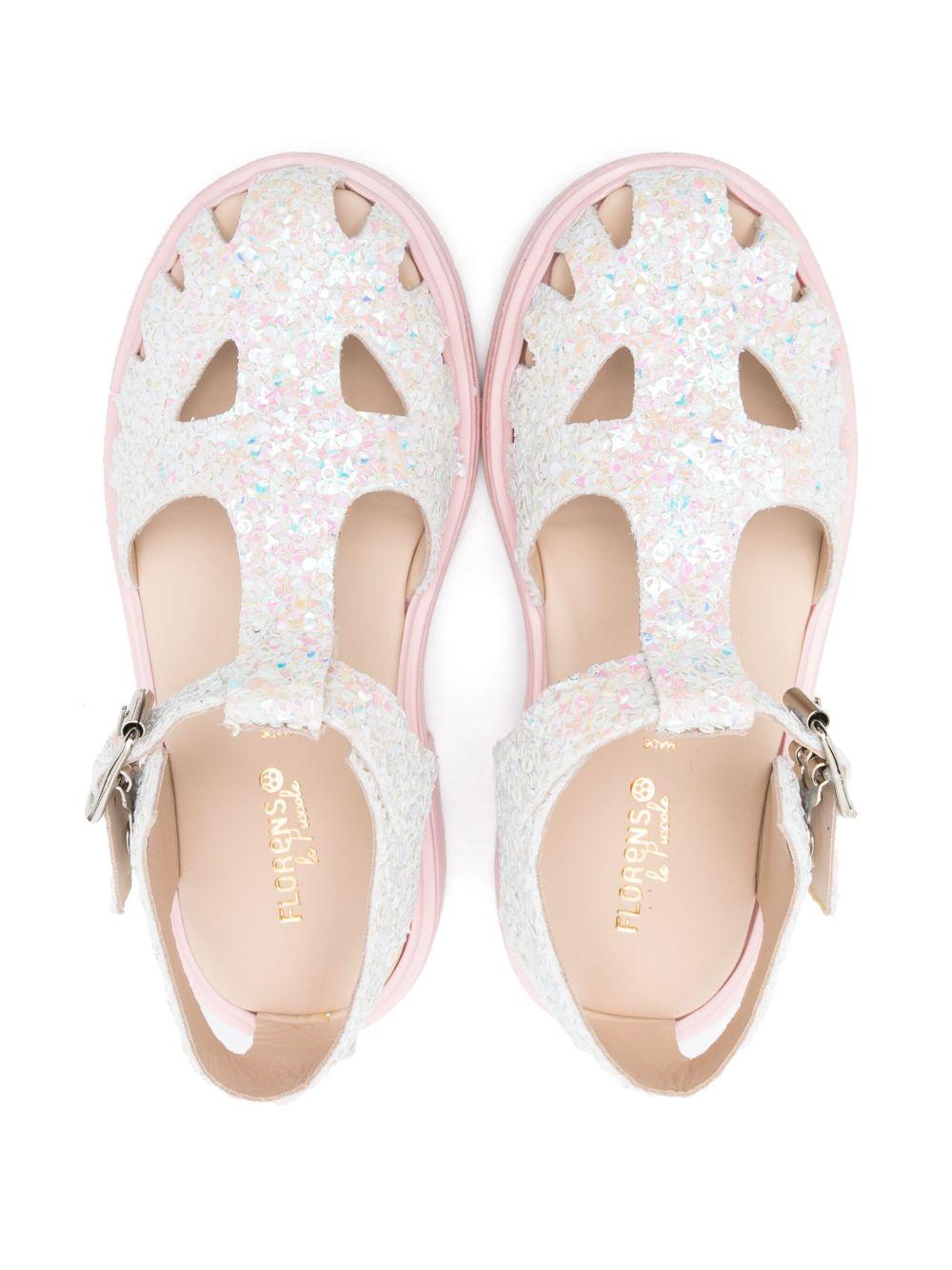 Sandali in pelle per bambina Florens bianco con chiusura con fibbia - Rubino Kids