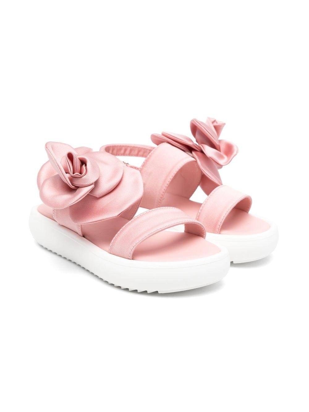 Sandali per bambina Andrea Montelpare rosa con applicazioni a fiore - Rubino Kids