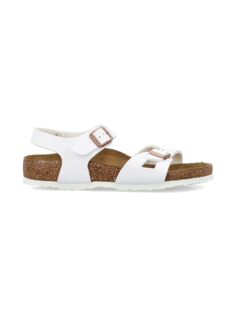 Sandali per bambina BirkenstockKids bianco con chiusura con fibbia - Rubino Kids