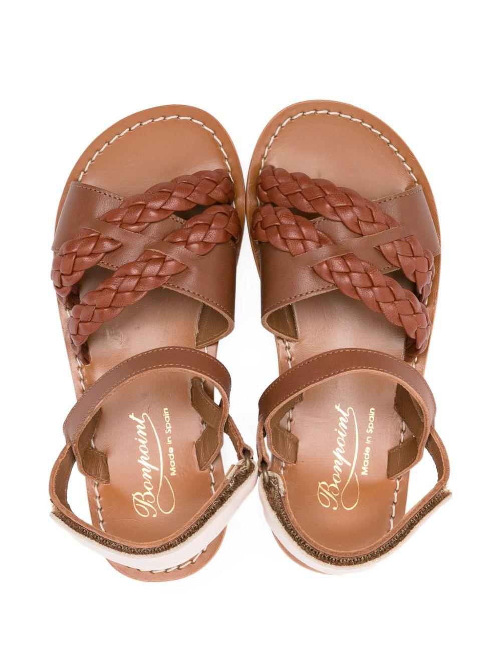Sandali per bambina Bonpoint marroni con cinturino intrecciato - Rubino Kids