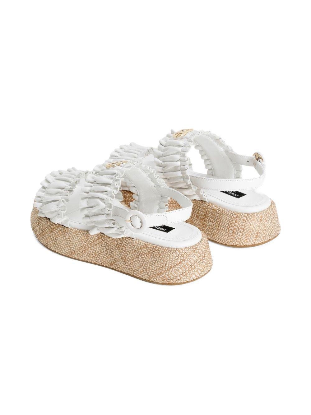 Sandali per bambina Dolce & Gabbana Kids bianche con dettagli con ruches - Rubino Kids