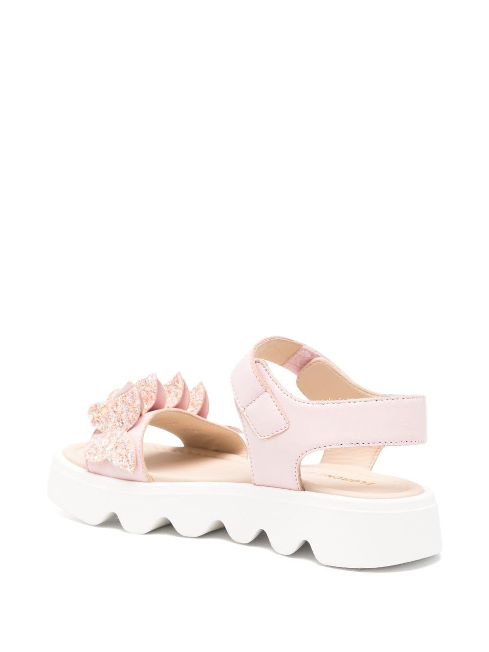 Sandali per bambina Florens rosa in pelle con decorazione a farfalla - Rubino Kids
