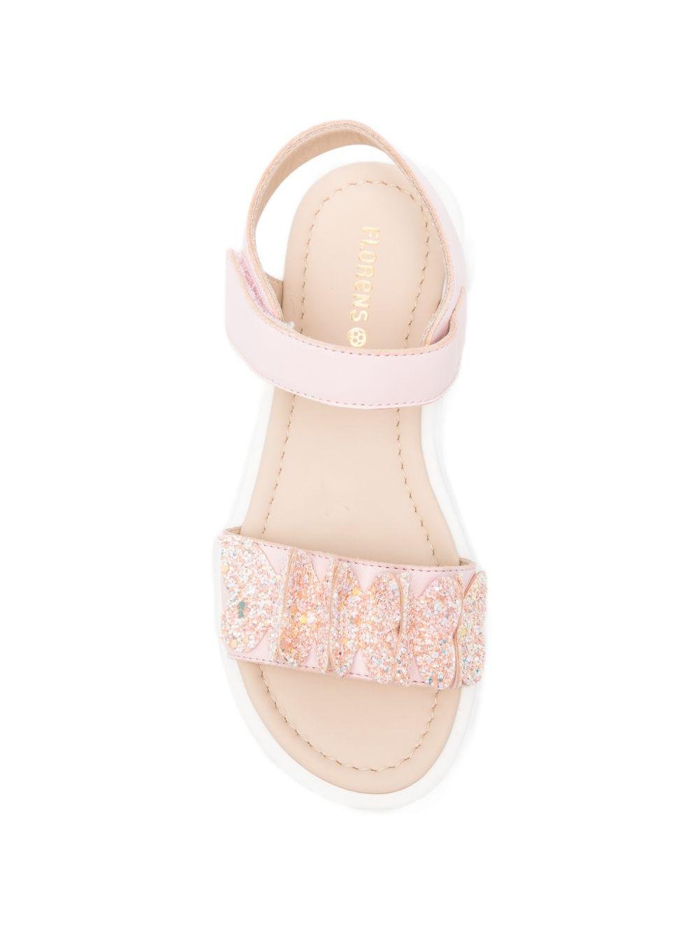 Sandali per bambina Florens rosa in pelle con decorazione a farfalla - Rubino Kids