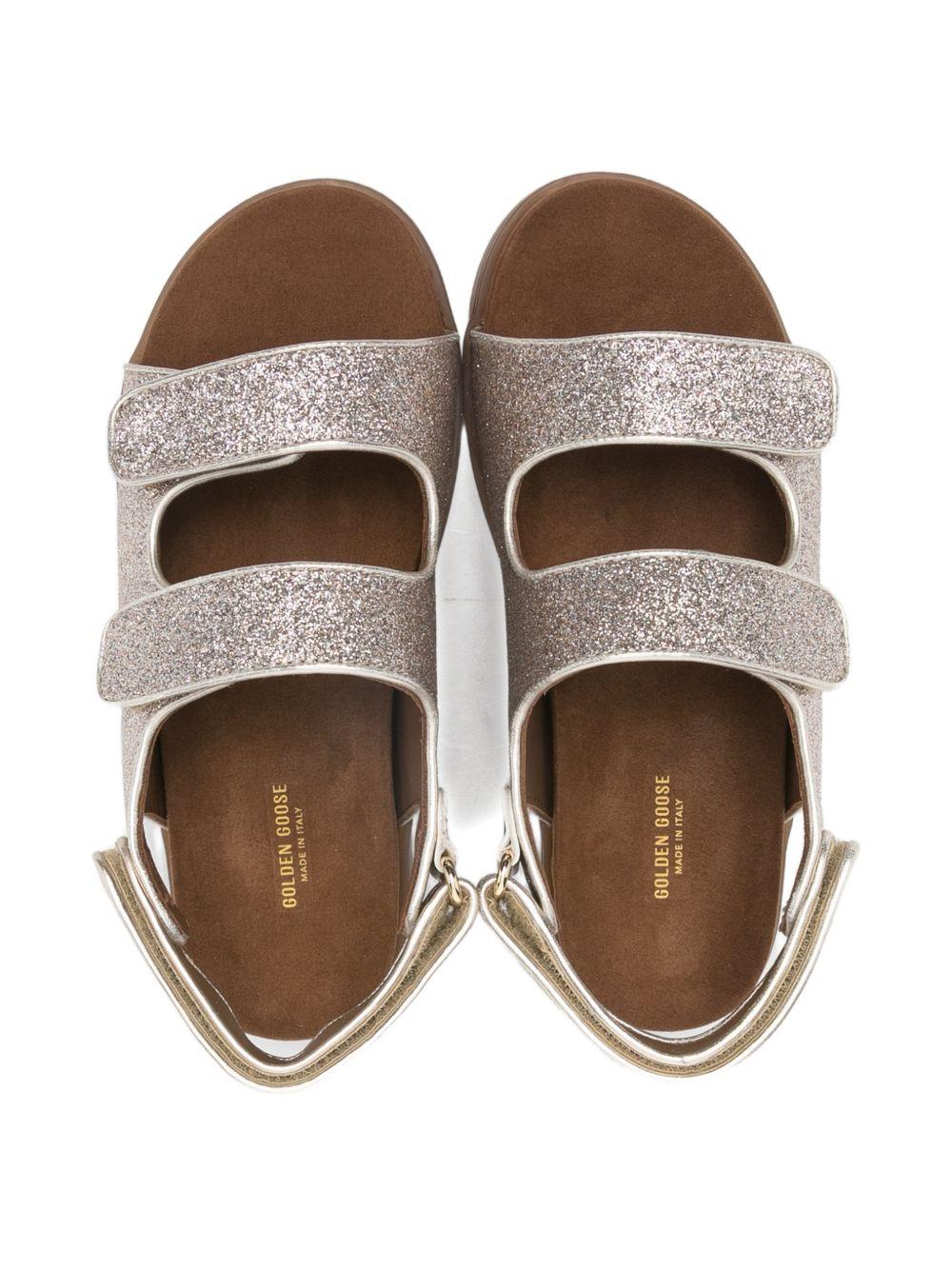 Sandali per bambina Golden Goose Kids argento con finitura glitterata - Rubino Kids