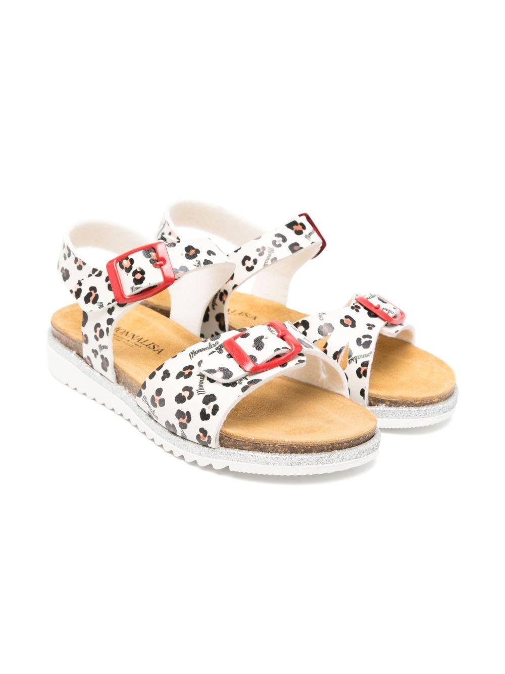 Sandali per bambina Monnalisa beige con stampa leopardata - Rubino Kids
