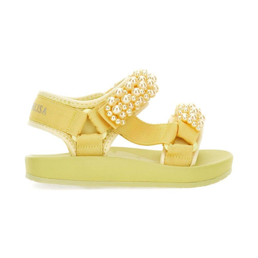 Sandali per bambina Monnalisa gialli con applicazioni a perline - Rubino Kids