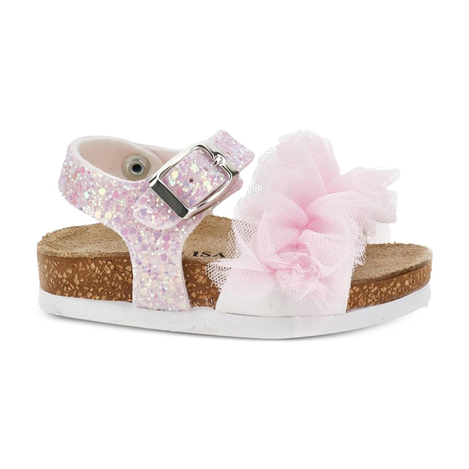 Sandali per bambina Monnalisa rosa con ruches - Rubino Kids