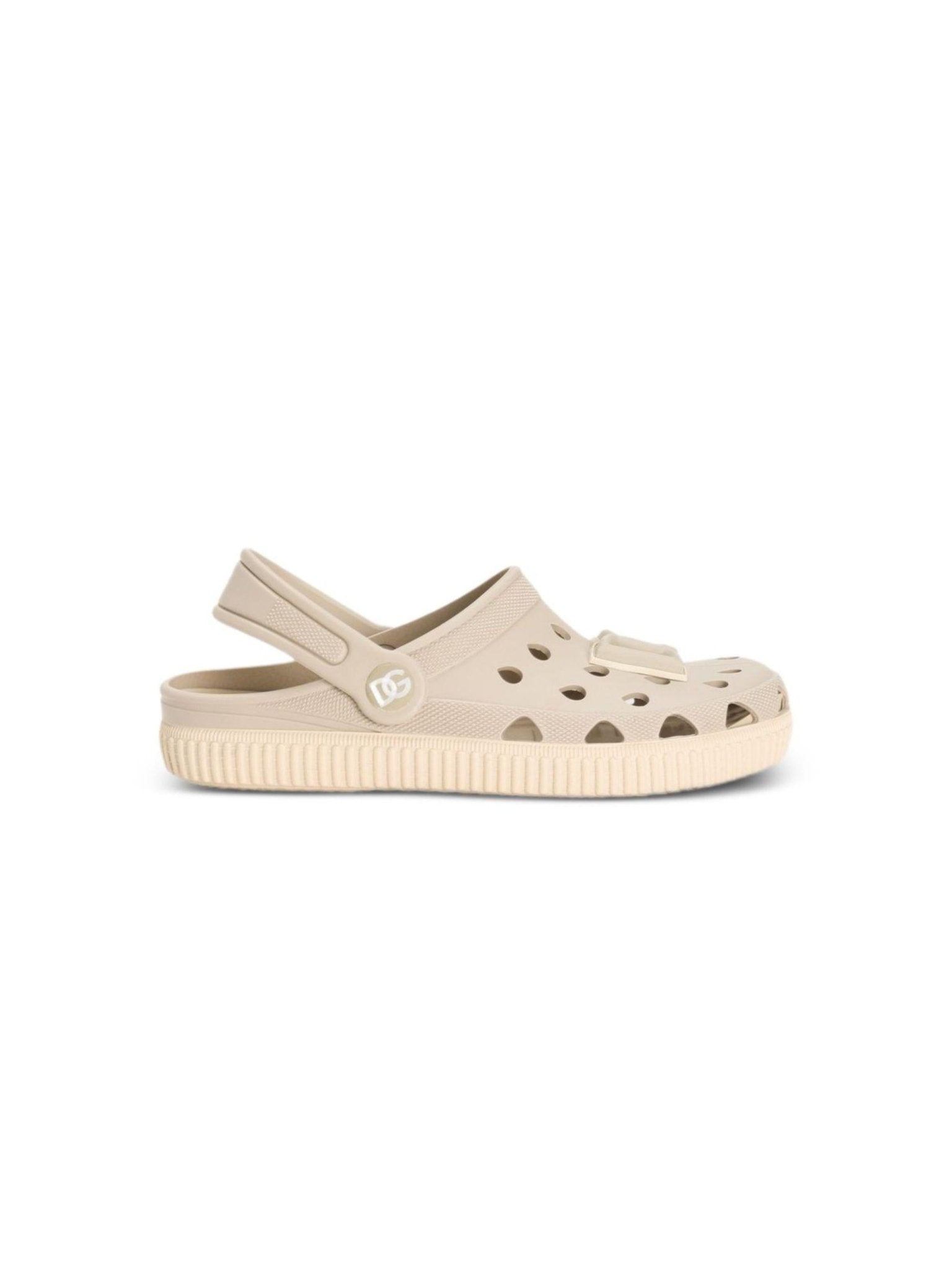 Sandali per bambini Dolce & Gabbana Kids beige con applicazione logo sul davanti - Rubino Kids