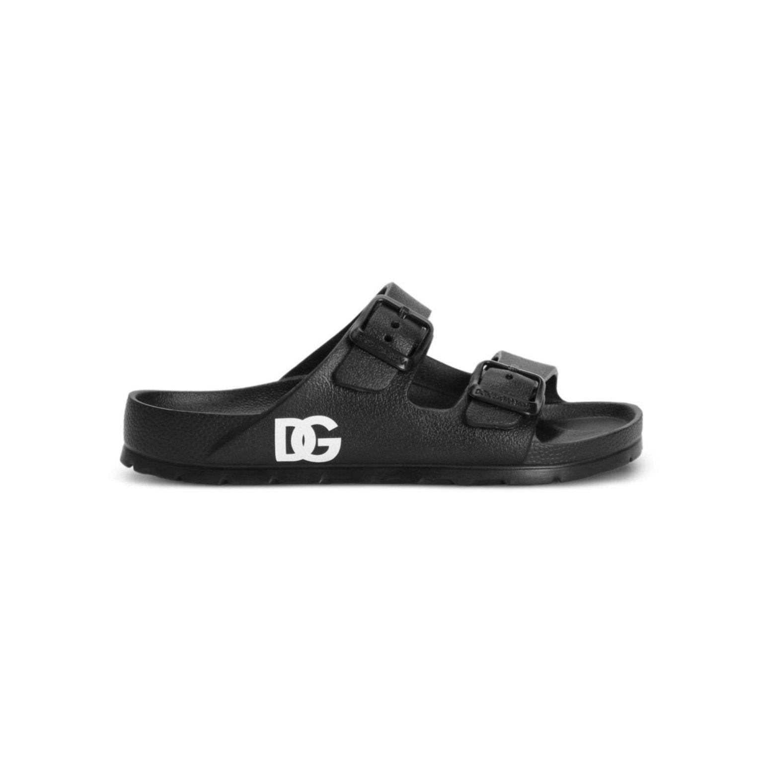 Sandali per bambini Dolce & Gabbana Kids neri con dettaglio logo - Rubino Kids