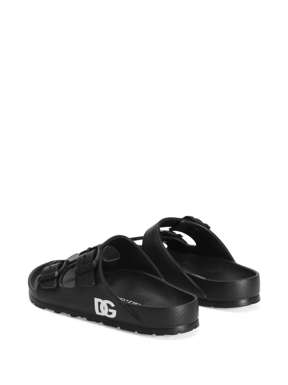 Sandali per bambini Dolce & Gabbana Kids neri con dettaglio logo - Rubino Kids