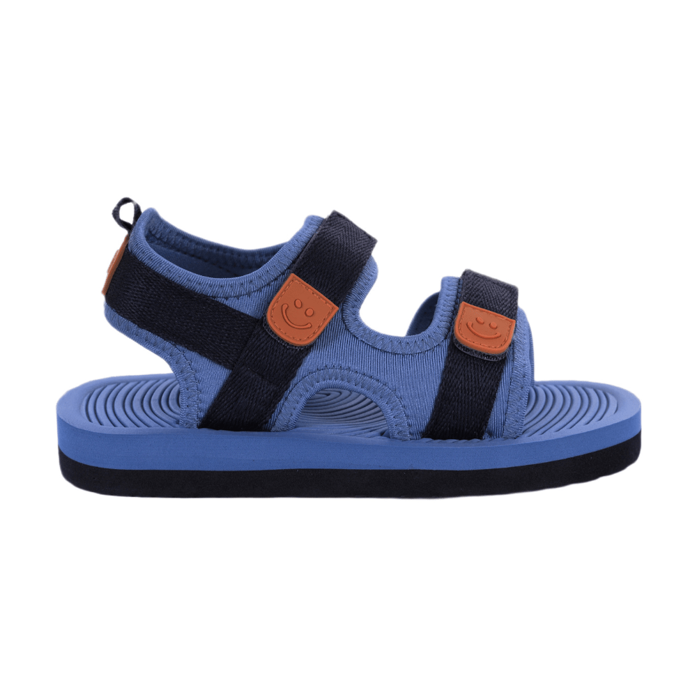 Sandali per bambino Molo azzurro con fasce e motivo smile - Rubino Kids