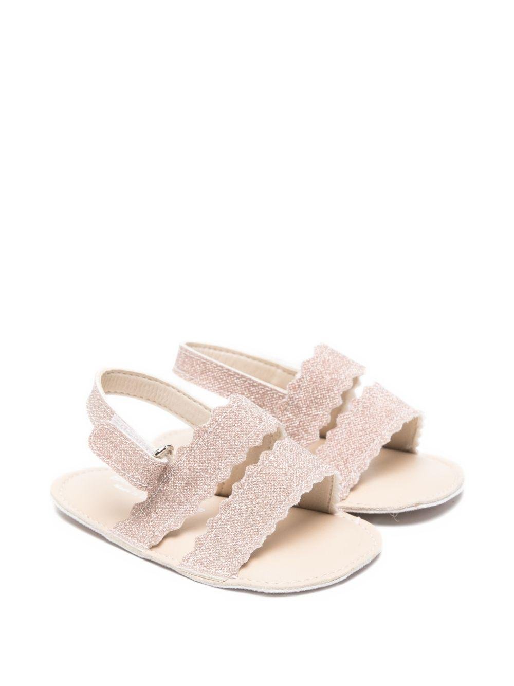 Sandali per neonata BabyWalker rosa con orlo a smerlo - Rubino Kids