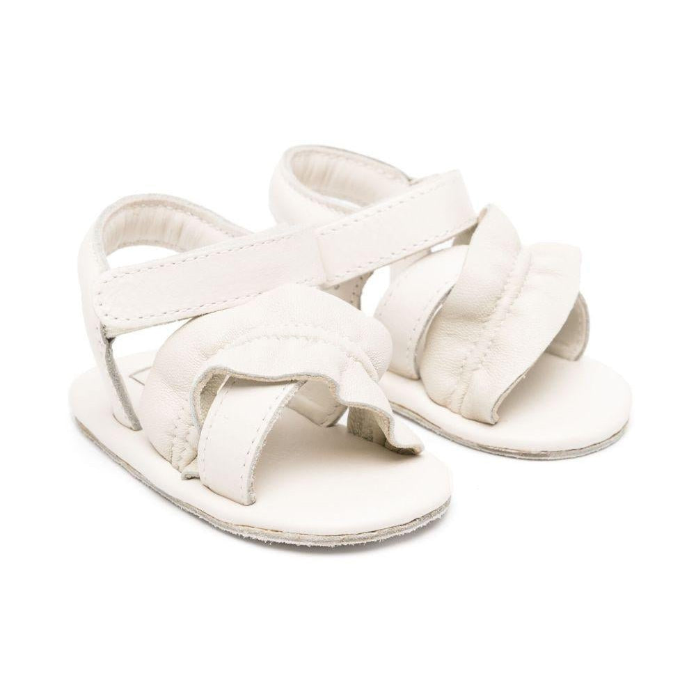 Sandali per neonata Donsje Miene bianco con chiusura frontale a strappo - Rubino Kids
