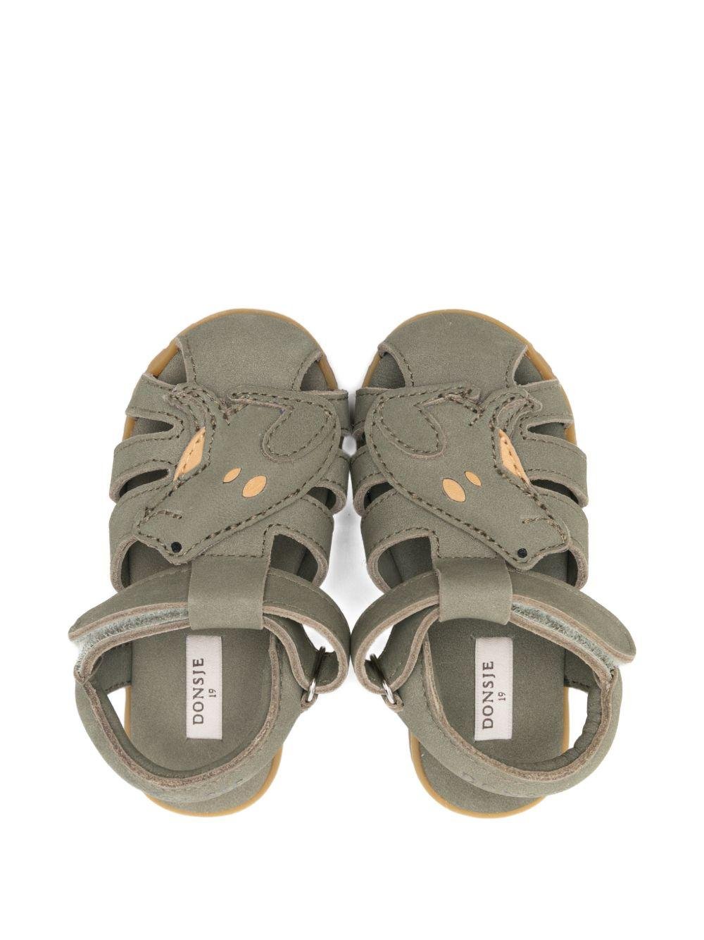 Sandali per neonato Donsje verde con applicazione rana - Rubino Kids