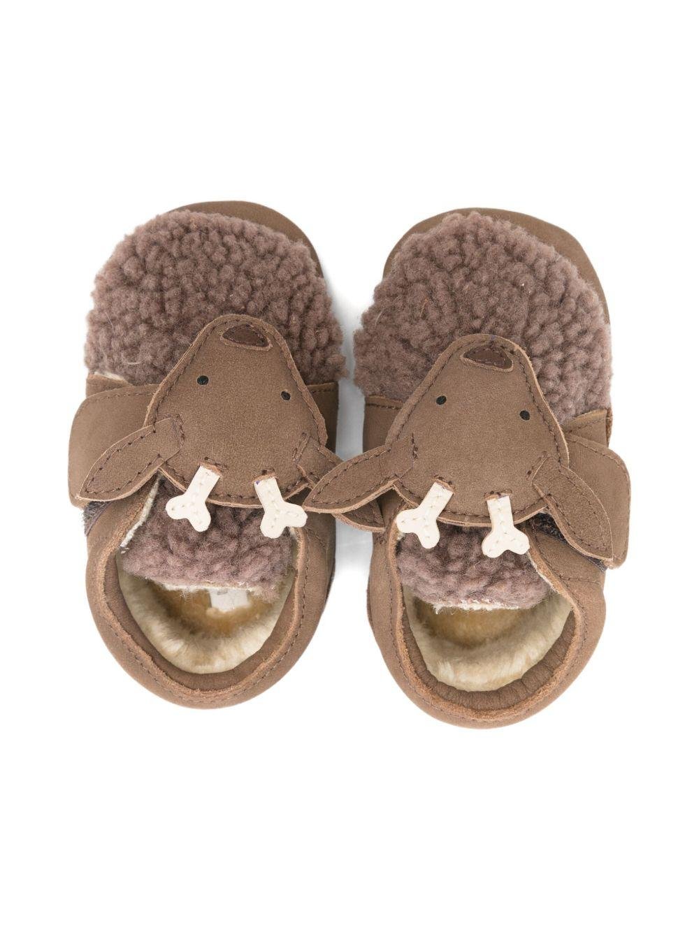 Scarpe da culla per neonati Donsje beige con applicazioni alce - Rubino Kids