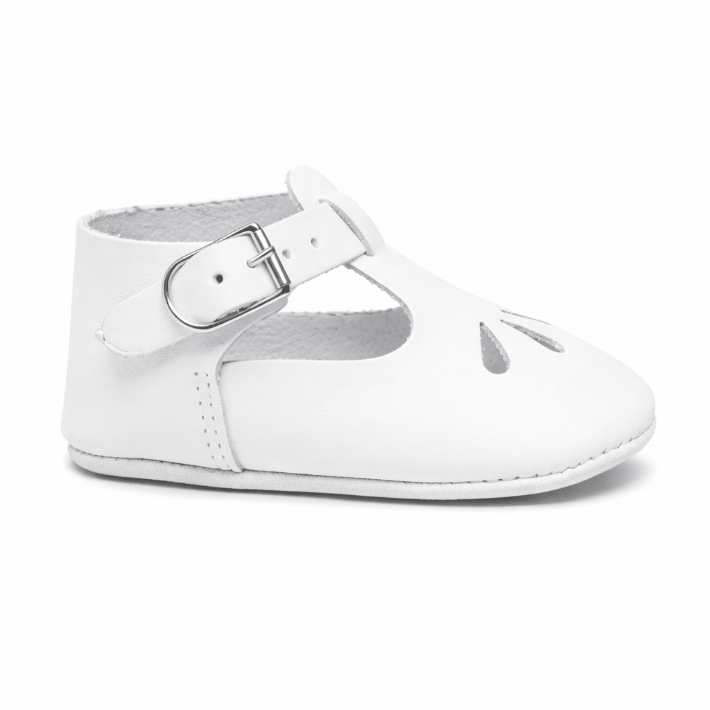 Scarpe primi passi per neonata Tartine et Chocolat bianche con chiusura laterale con fibbia - Rubino Kids