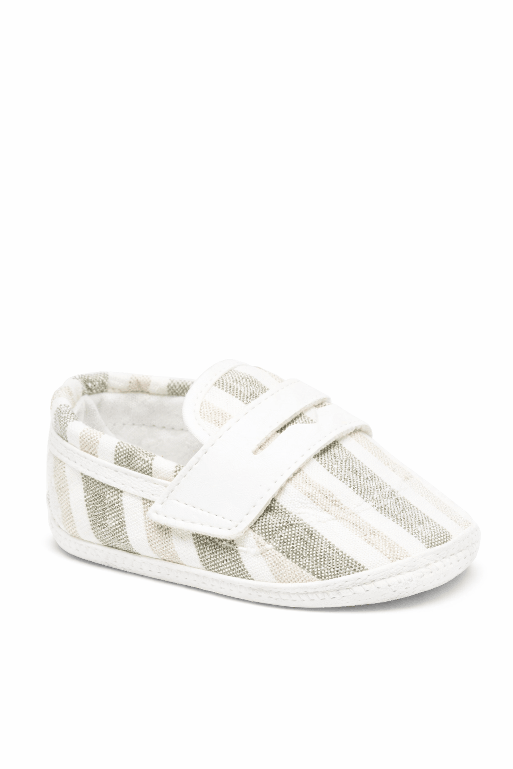 Scarpe primi passi per neonato Colorichiari bianco e verde a righe - Rubino Kids