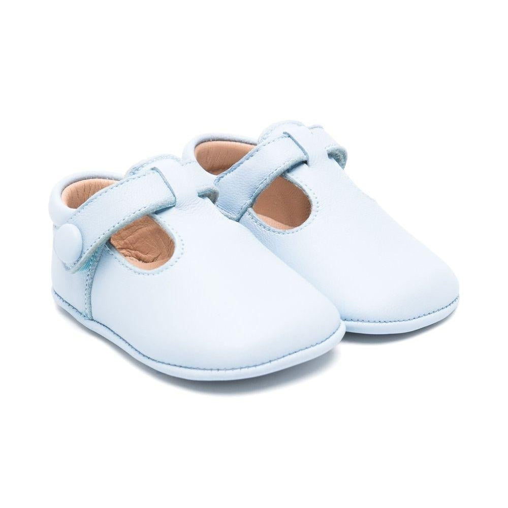 Scarpe primi passi per neonato eli1957 azzurro con soletta in pelle con logo - Rubino Kids