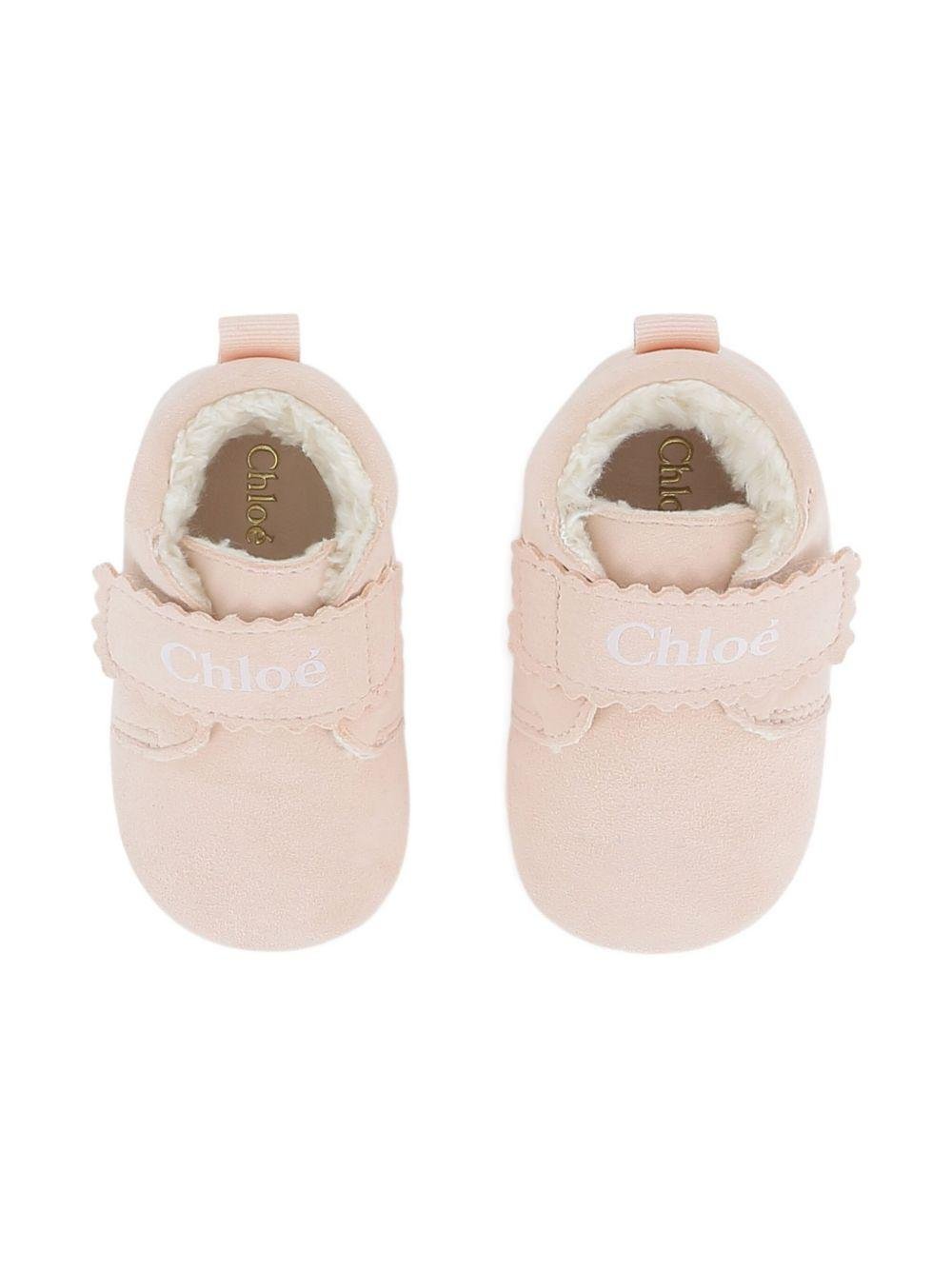 Scarpine per neonata Chloé Kids rosa con borso a smerlo - Rubino Kids