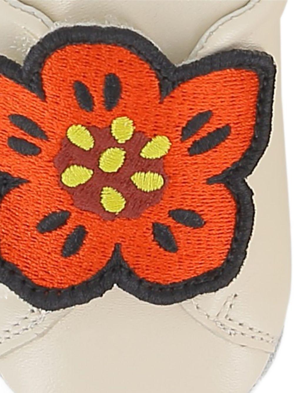 Scarpine primi passi per neonata Kenzo Kids beige con ricamo Boke Flower - Rubino Kids