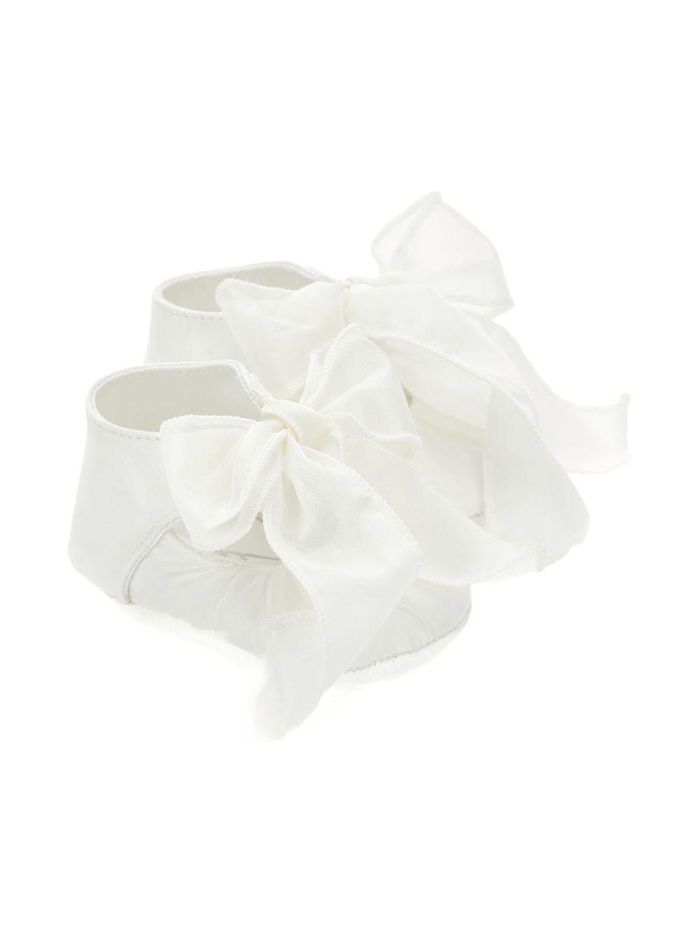 Scarpine primi passi per neonata Monnalisa bianche con dettaglio fiocco - Rubino Kids