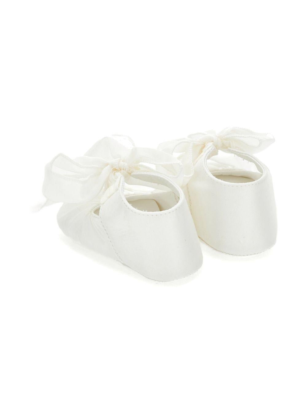 Scarpine primi passi per neonata Monnalisa bianche con dettaglio fiocco - Rubino Kids