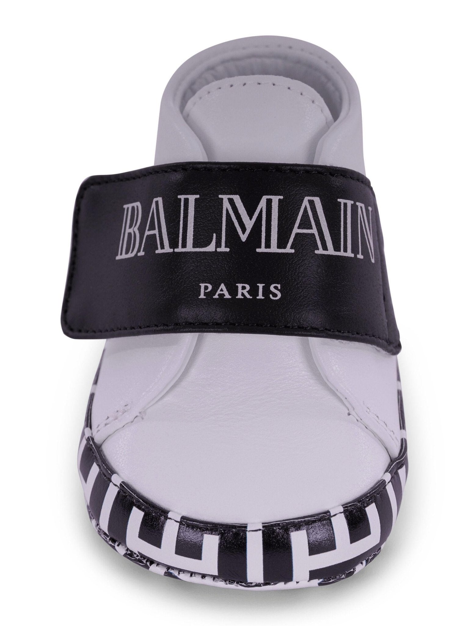 Scarpine primi passi per neonati Balmain Kids bianco e nere con cinturino con logo - Rubino Kids