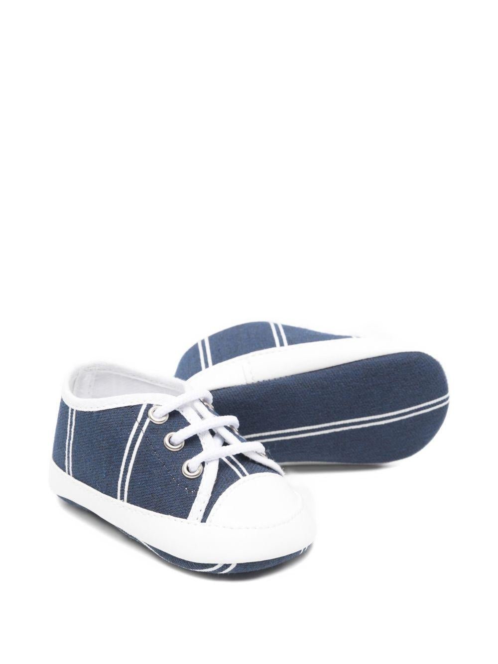 Scarpine primi passi per neonato Colorichiari blu con dettaglio a righe - Rubino Kids